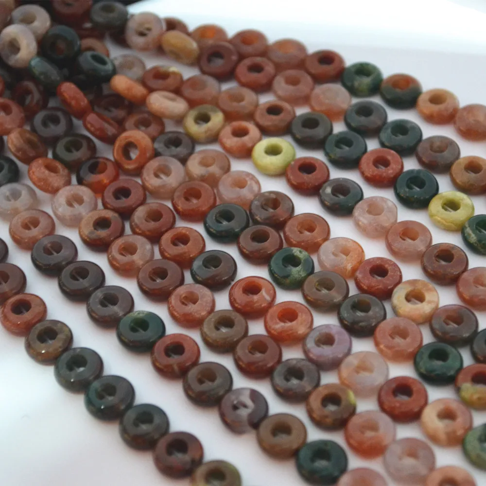 Fashion Natural Stone Flat Beads Indian Onyx Big Hole Top Quality 10mm
