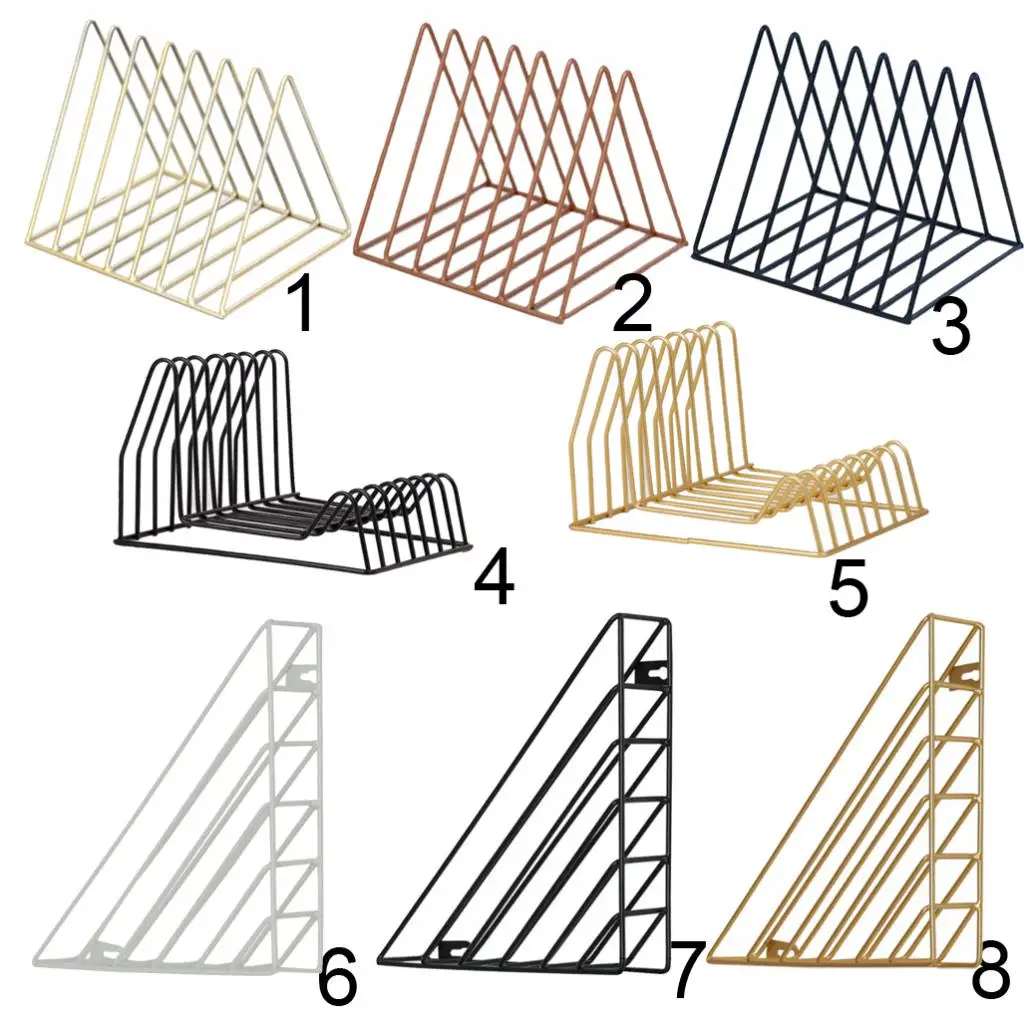 Irregular/Triangle File Organizer Wire Collection Desktop Iron Storage Rack Bookshelf Magazine Holder for Office Home Decoration