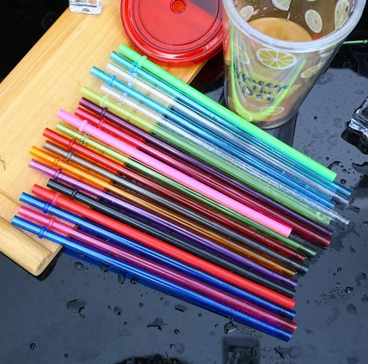 9inch Rainbow Colored Reusable Plastic Replacement Straws AS plastic