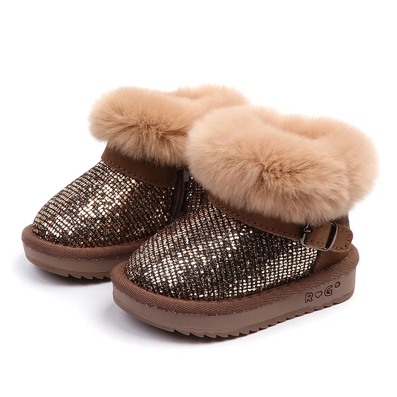 

Kids Boots 2018 New Bling Girls Boots Cute Warm Children's Winter Shoes Ankle Bunny Fur Toddler Baby Snow Boot 1 4 6 years