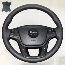 Car accessories Breathable Nappa Leather Stitch On Car Steering Cover for Kia Sorento 2009-2014 Kia Cadenza K7 2011-2015