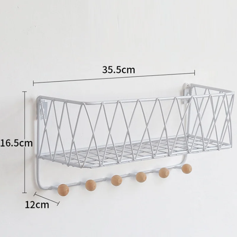 Твердая настенная полка железная подвесная полка для хранения вещей, полка для дома и гостиной, украшение Деревянный крючок, креативная настенная полка - Цвет: White L