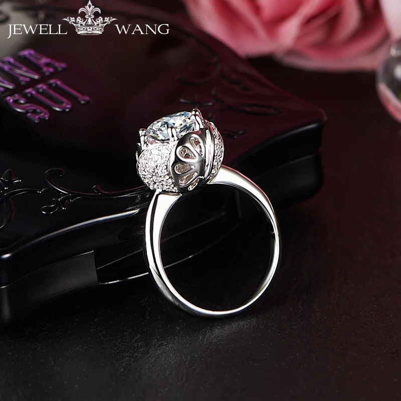 Jewellwang Moissanite 18 К белое золото кольцо для женщин 1,0 карат цветок Сертифицированный vvs1 обручальные кольца специальные