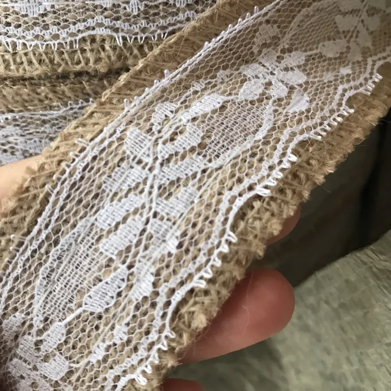 

2M 4cm Natural Jute Burlap Ribbon Rustic Vintage Wedding Decor Hessian Lace Jute Roll Merry Christmas Party Supplies DIY