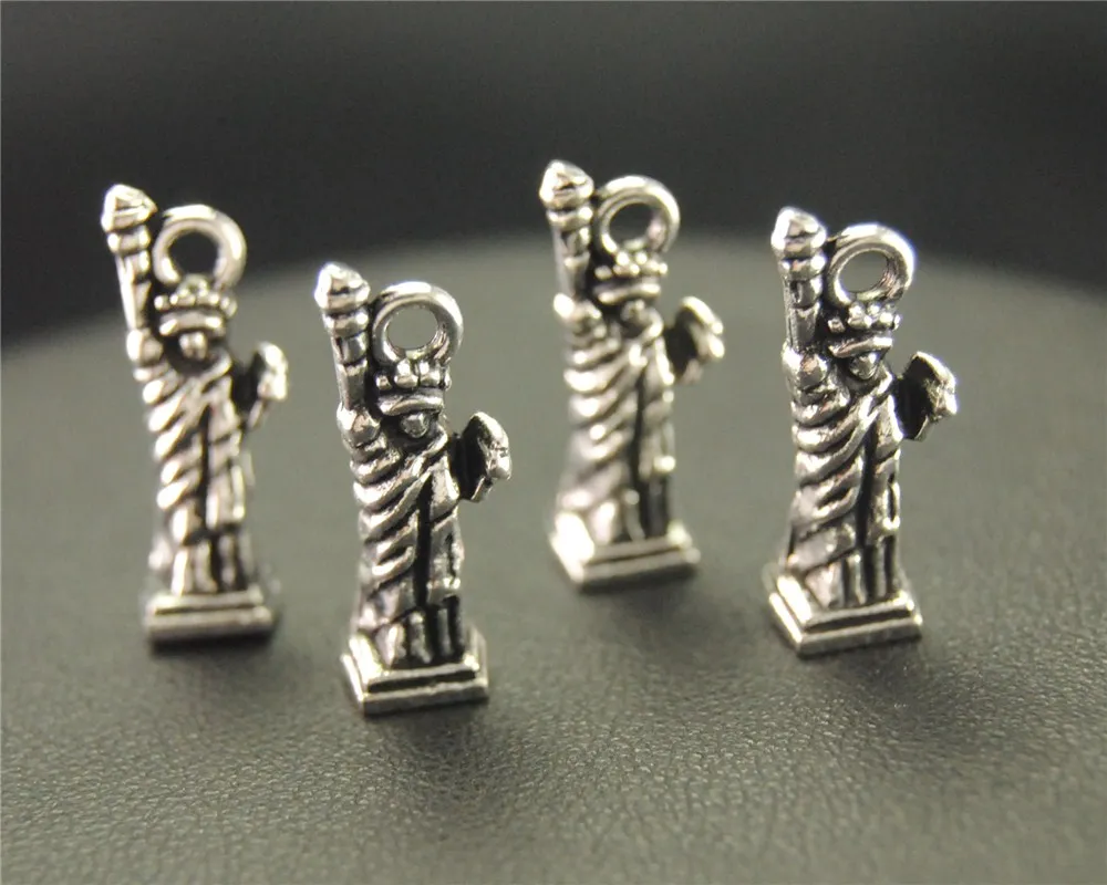 

10pcs Antique Sliver Statue Of Liberty Charm Fit Bracelets Necklance DIY Metal Jewelry Making 20x6mm A1934