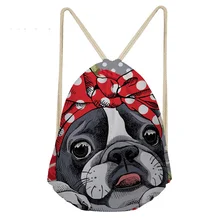 THINK Бостон-терьер рюкзаки для подростков школьная сумка на плечо на заказ женская мужская сумка рюкзак на шнурке дорожный мешочек для хранения