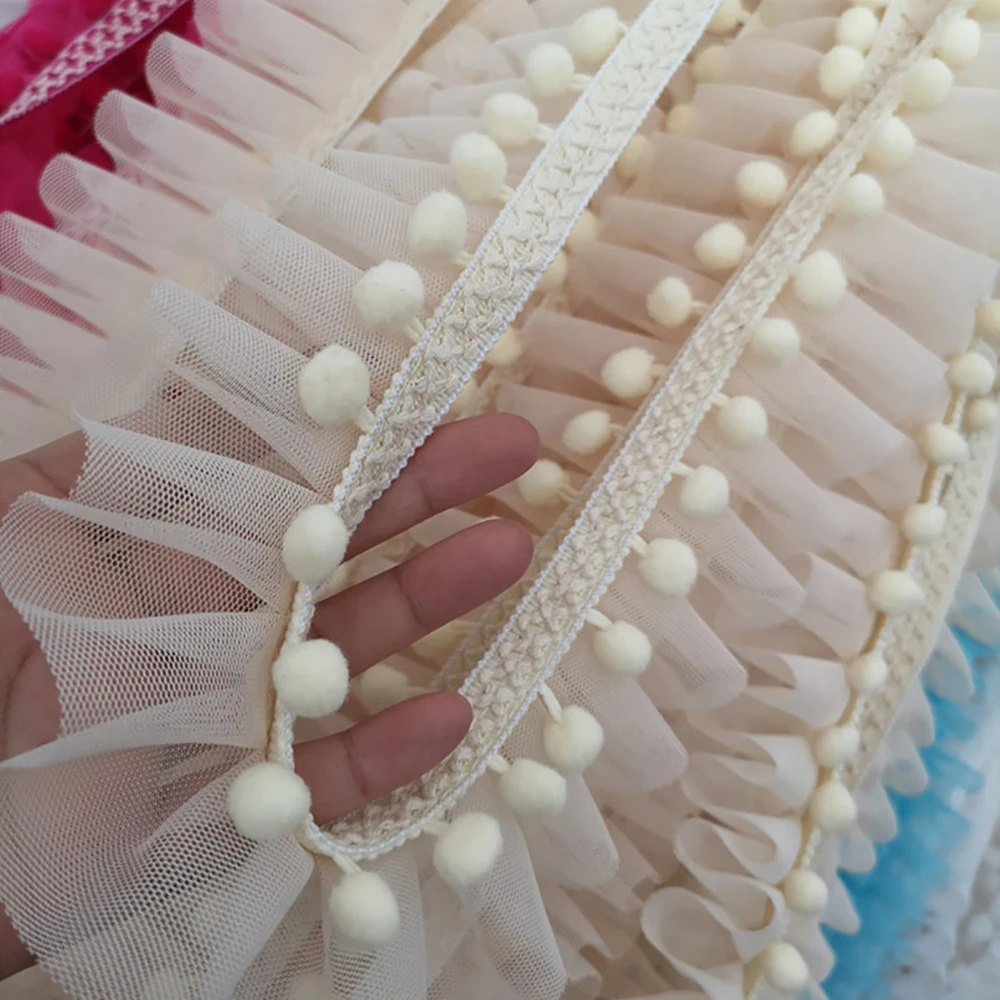 Lychee Life хлопок кисточка кружева планки белый розовый кружево с помпонами ленты DIY шитье платье Материал кружево отделка - Цвет: 5
