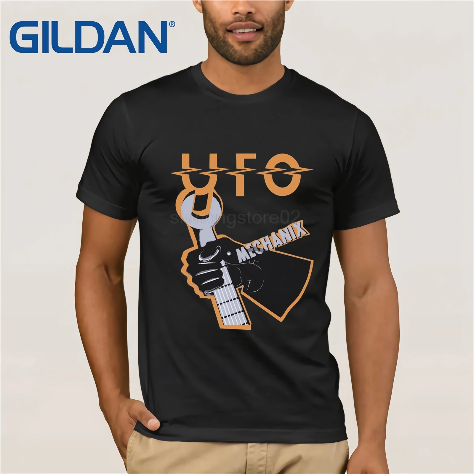 

UFO MECHANIX BLACK T SHIRT HARD ROCK MICHAEL SCHENKER GROUP BUDGIE URIAH HEEP