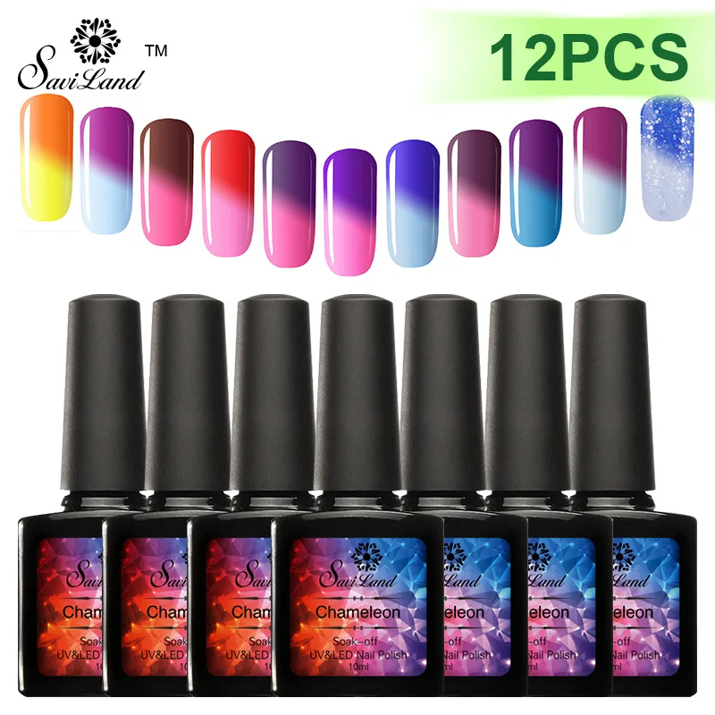 

Saviland 12pcs Temperature Change Nail Mood Color UV Polish 10ml Soak Off 24 Colors Nail Gel Thermo Changing Gel Varnish