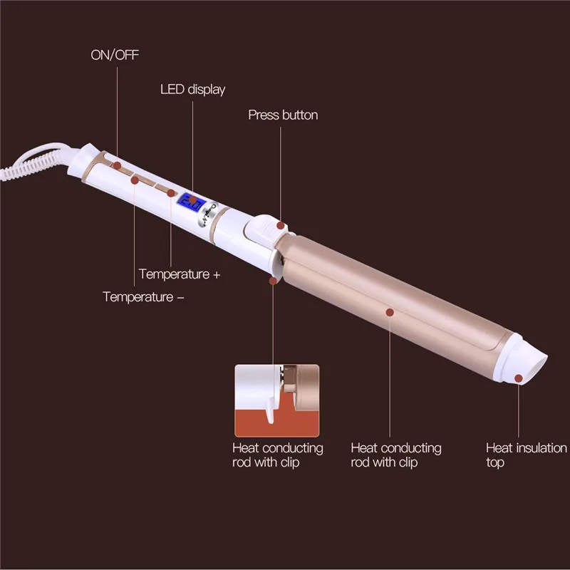 Электрические профессиональные керамические щипцы для завивки волос светодиодный щипцы для завивки волос роликовые локоны палочка Вэйвер регулировка температуры гофрированные щипцы стайлер