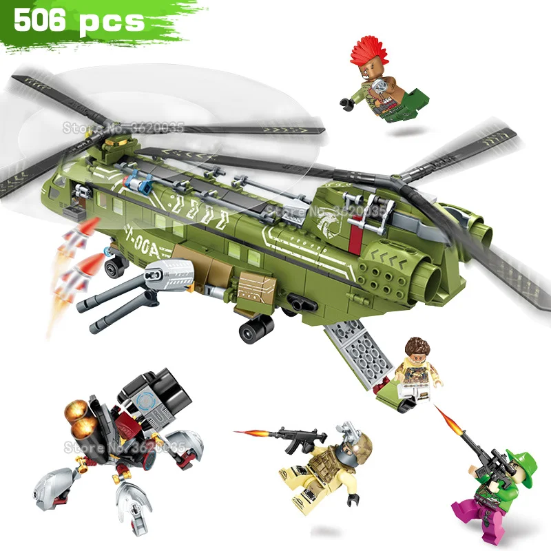 

military Building Blocks WW2 US CH47 Heavy transport Special forces Helicopter army Figures Weapons Gift Boy toy With Legoinglys