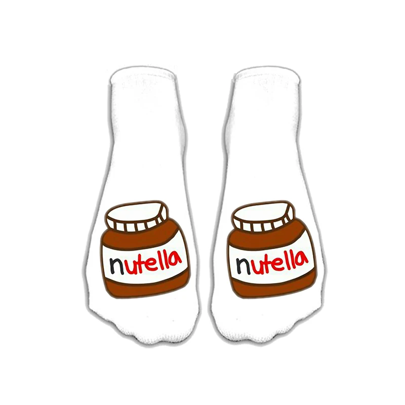 Rubu Новые забавные носки с 3d принтом милые носки унисекс с персонажем nutella белые популярные женские модные хлопчатобумажные забавные носки 7H2