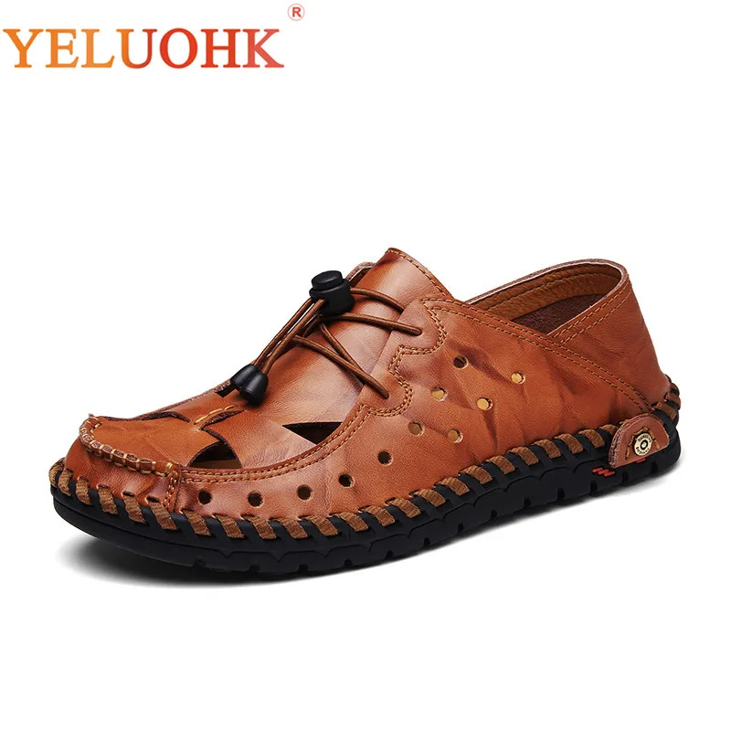 Soft Leather Sandals Men Comfortable Summer Shoes Handmade Men Sandals