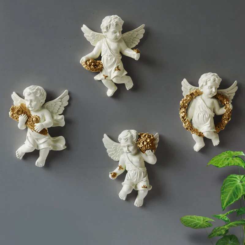 3D Wall Hanging Angel Fairy European Resin Angel Sculpture Living Room Hallway Home Decoration