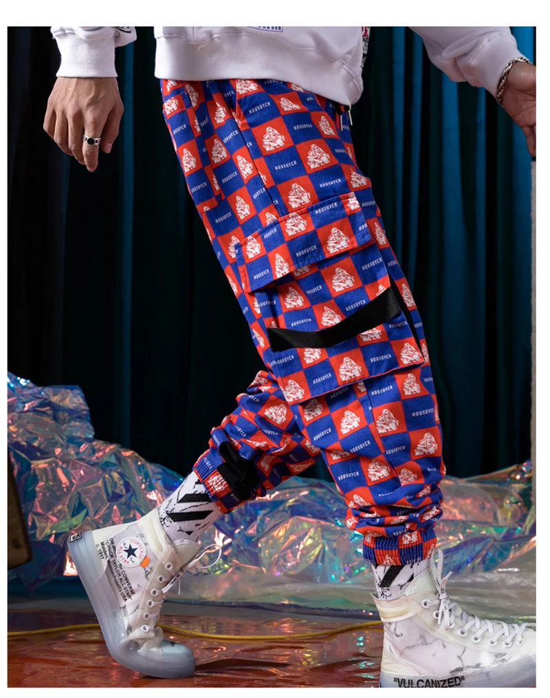 Purple Skateboard Color Pants Men Cotton Camo Hip Hop Fashion Cargo Pants  (9)