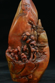 

6" Chinese Shoushan Stone People Tong zi House imperial Seal Stamp Signet Statue