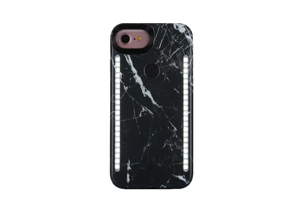 

High Quality Marble LED Selfie Case For iPhone 8 8 Plus 7 7Plus 6 6Plus Case Luxury Mobile Phone Case Fashion Back Cover Shell