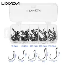 Lixada 76 шт. рыболовные крючки Ассорти рыболовный крючок с зазубринами крючок Смешанный Размер Карп рыболовные крючки и рыболовные принадлежности с коробкой Pesca