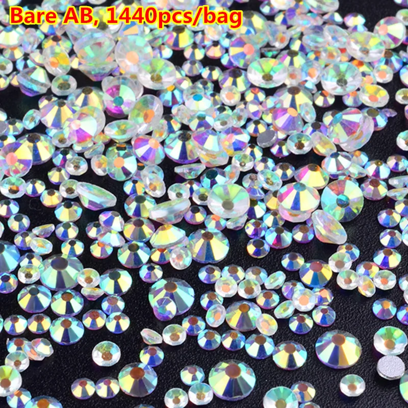 

New arrival Moonlight/Bare AB/ Heaven Lights Non hot fix Nail Rhinestones Crystal Strass for Nails Decorations ss3 ss4 ss5 ss6