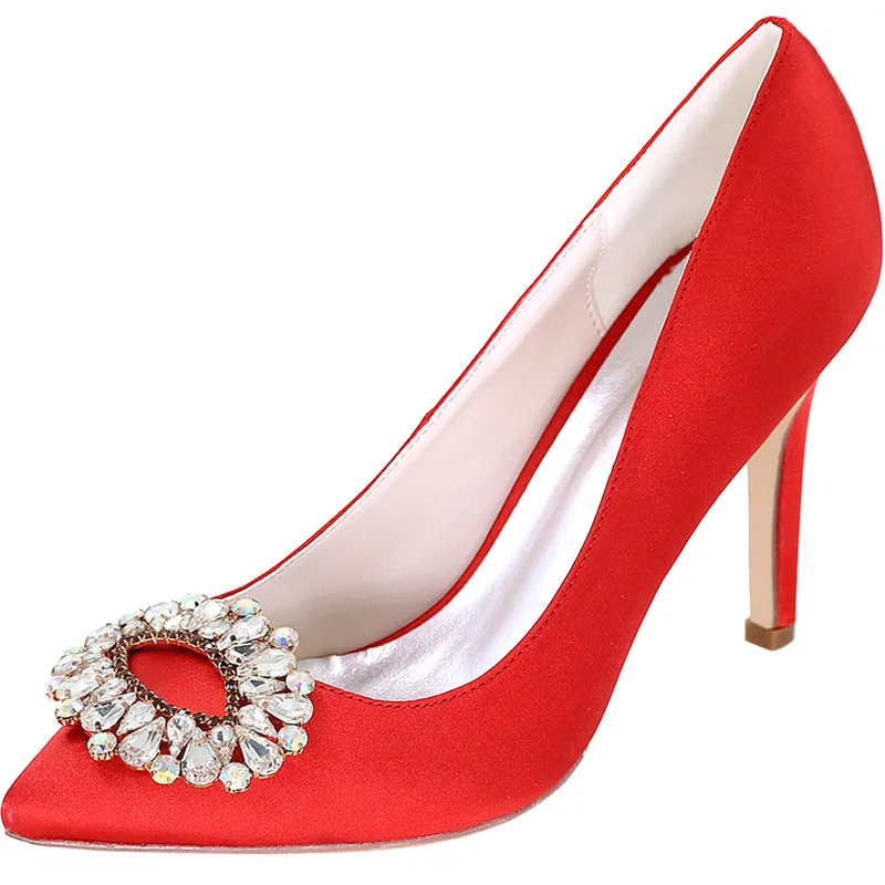 

LOSLANDIFEN 2019 New Arrival Women Rhinestone Pumps Wedding Shoes Pointed toe Super sexy women high heel Crystal Brides Heels