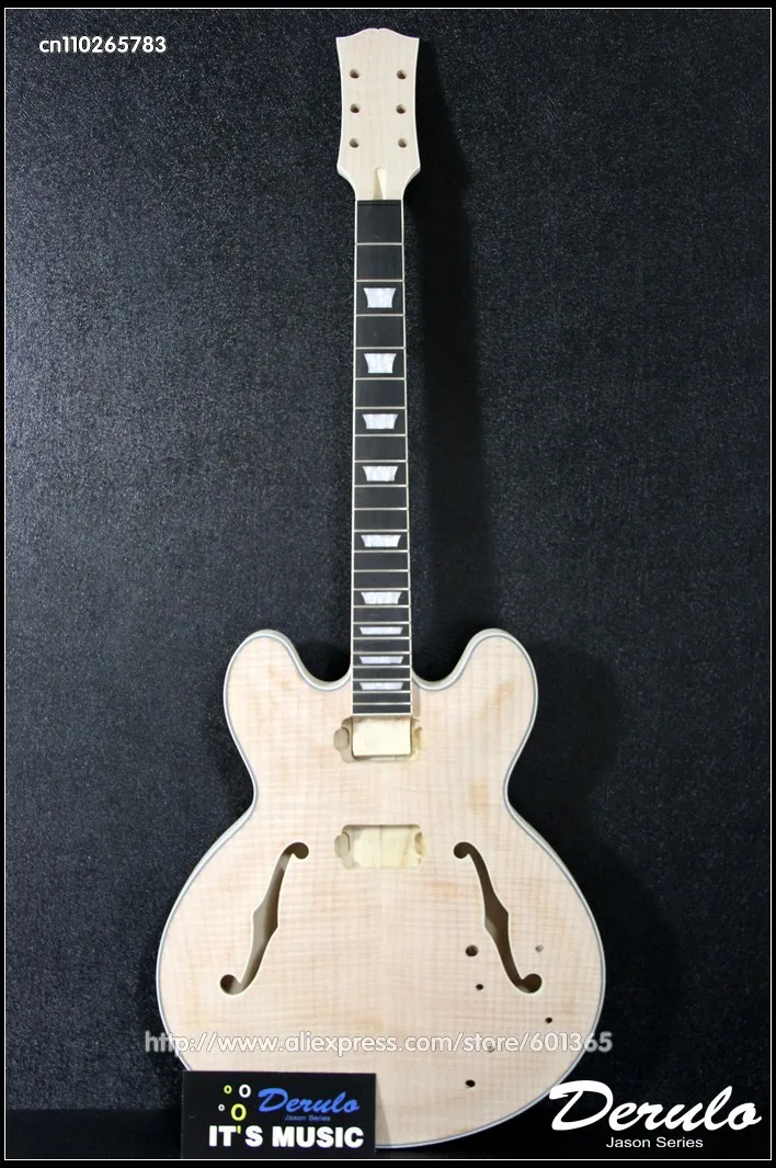 

DIY Electric Guitar Kit Set-In Neck Hollowbody Flamed Maple Veneer MX-106