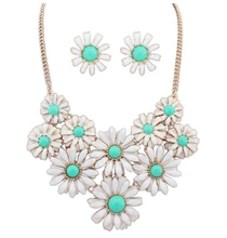 De múltiples Capas Collar de Oro Conjuntos de Joyas De Plata De Joyería Fina Pendientes Flor Mujer Caliente Chian Maxi Collar Vinatge ZT-15