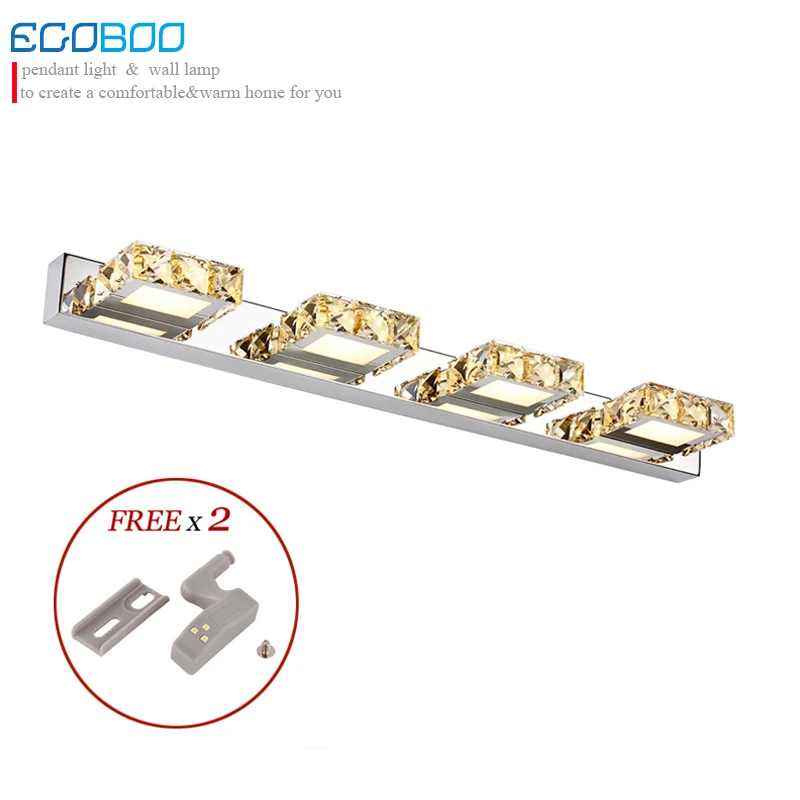 Modern 12W 62CM Long Square Indoor Crystal LED Wall light Banheiro Deco Bathroom Mirror lights Wall Sconce Lamps for home