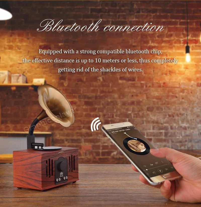 Bluetooth колонка в ретро стиле беспроводной стерео громкий динамик Встроенный микрофон Поддержка FM радио USB TF
