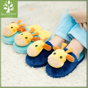 

2016 Winter Kids Slippers Boy Girl Household Cotton Children Shoes Good Quality Keep Warm Cartoon Giraffe Children Slippers