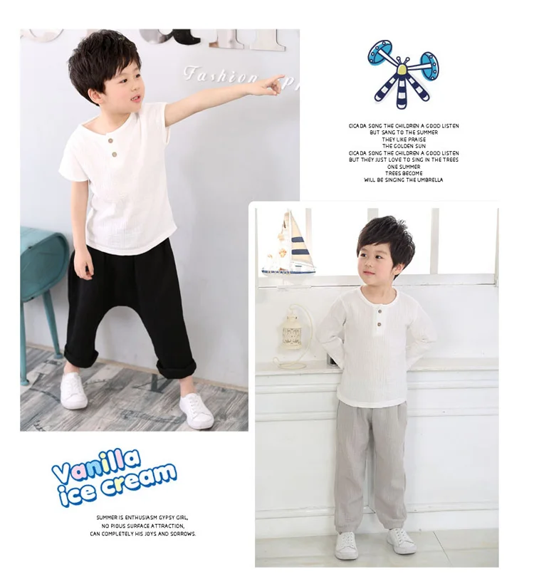 chinese style simple Cotton linen shirts 1- 8 yrs baby boys summer kids clothes Casual children's shirt white button tops