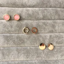 Повседневные серьги, набор, золотистый цвет, Круглый Круг, коралловый корпус, три пары, Комплект сережек для женщин и девочек