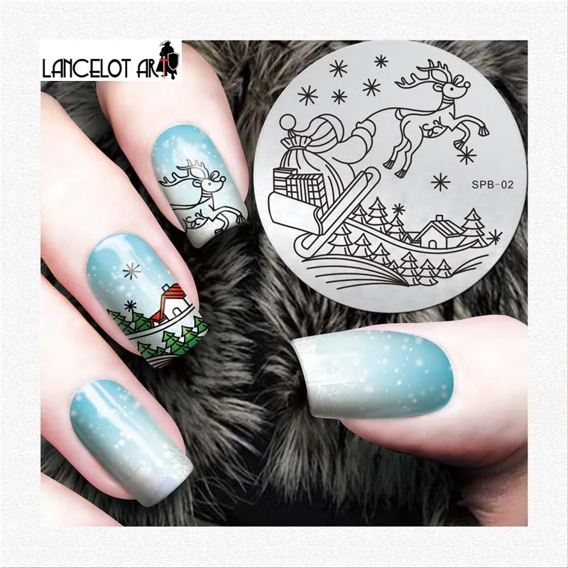 

LANCELOT ART 5.5cm Round Nail Art Stamping Plates Template Set DIY Nail Stamp Manicure Plate SPB01-30