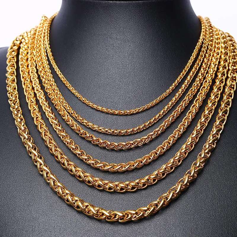 Buy Men's Wheat Chain Necklace 3mm 4mm 5mm 6mm 7mm 8mm