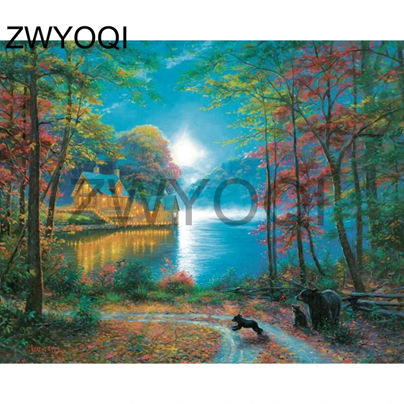 5D-DIY-Diamond-painting-Cross-stitch-Black-Bear-In-Forest-Full-Square-Diamond-embroidery-Diamond-mosaic