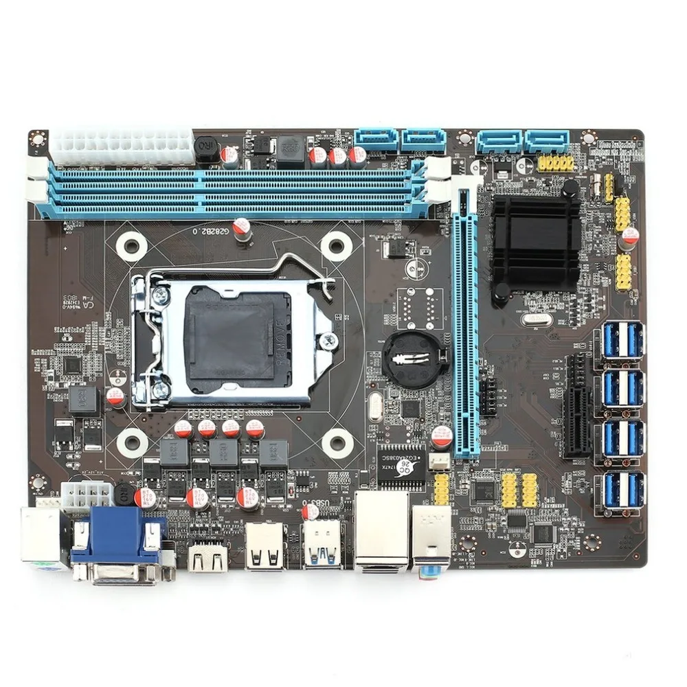 

B85 BTC Mining Motherboard PCI-E Extender Riser Board High Speed 8 GPU LGA1150 Mining Machine for BTC LTC Bitcoin Mining