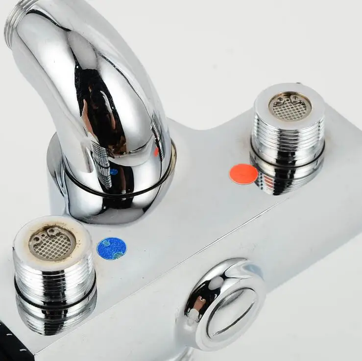 Медный термостатический кран с двойной ручкой для ванны, латунный термостатический смеситель для душа, смеситель для ванной комнаты, настенный смеситель для душа