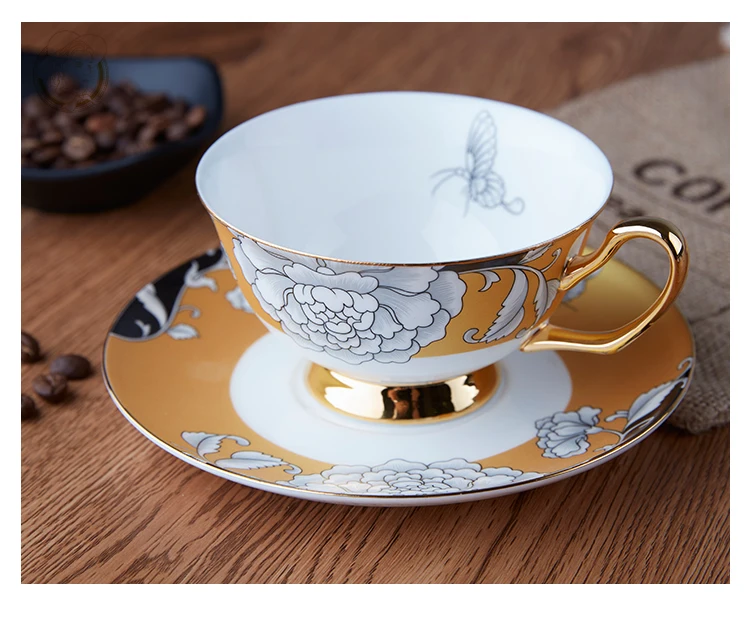 Роскошные чайные чашки набор костяного фарфора керамические кружки для чая и блюдца ложка дизайн tazas de кафе кофейная чашка послеобеденный чай Вечерние