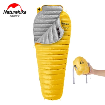 Naturehike Sleeping Bag Ultralight CW300 Compact Goose Down Sleeping Bag Winter Waterproof Mummy Hiking Camping Sleeping Bag naturehike new waterproof thicken goose down square sleeping bag outdoor hiking camping envelope style ultra light sleeping bag