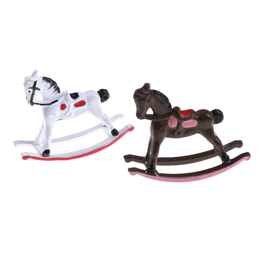 1/12 Scale Metal Rocking Horse Dollhouse Miniature For Dolls House Miniature Accessory Wholesale Dollhouse Accessories Metal