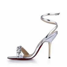 2016 women sandals high heels sexy rhinestone valentine shoes woman sandalias mujer sapato feminino zapatos mujer sandale femme
