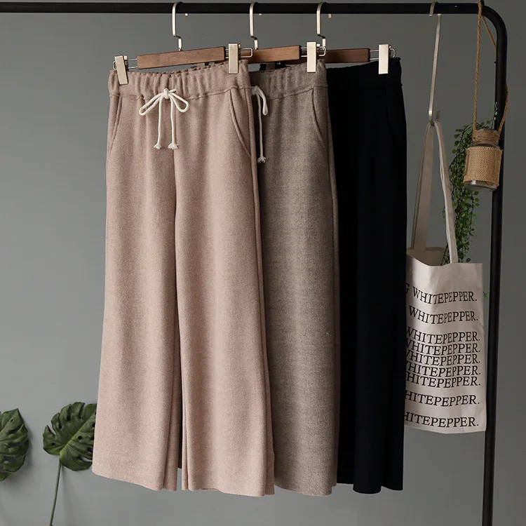 Sweatpants New Real Palazzo Pants Women's Free Shipping 2019 Autumn And Winter Good Quality Waist Slimming Leg Wide Pants Tide