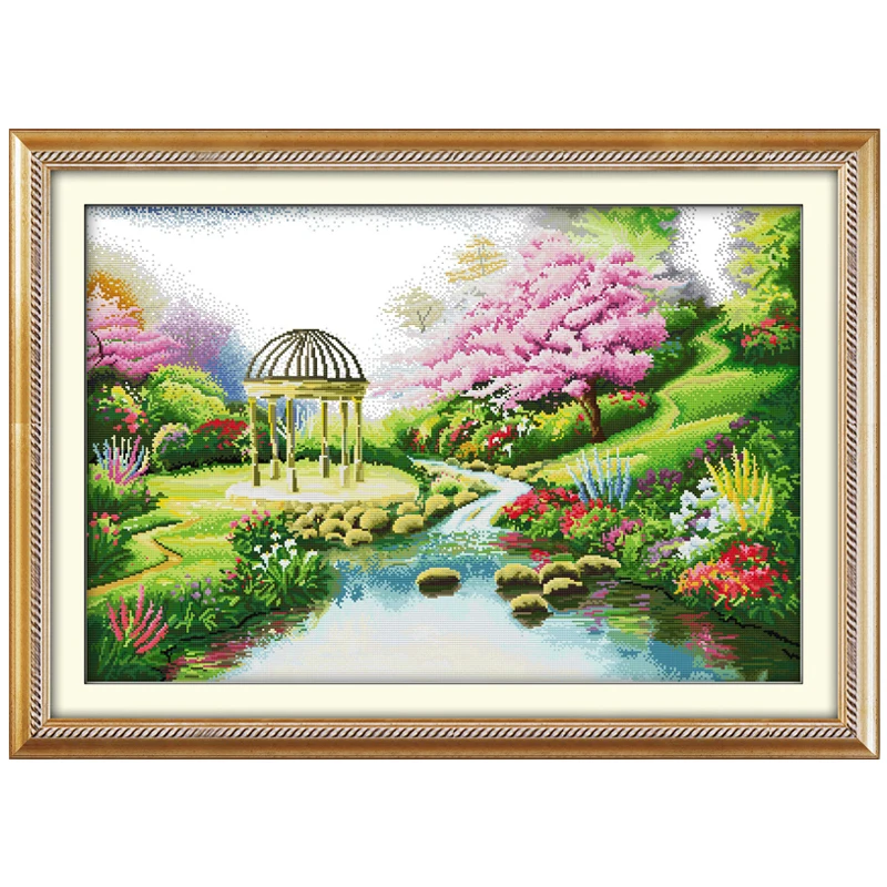 

Romantic Garden Counted Cross Stitch 11 14CT Cross Stitch Set Scenery Cross-stitch Kits Embroidery Needlework