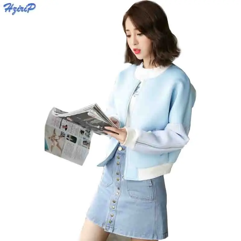 Hzirip 2017 Light Blue Winter Jacket For Women With 2 Pockets Jacket