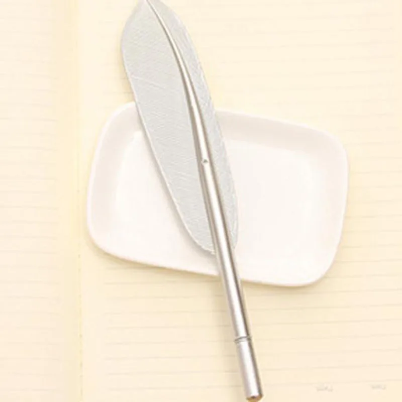 JX-LCLYL 4pcs Cute Feather Ballpoint Ink Pen Office Students Stationery Random Color