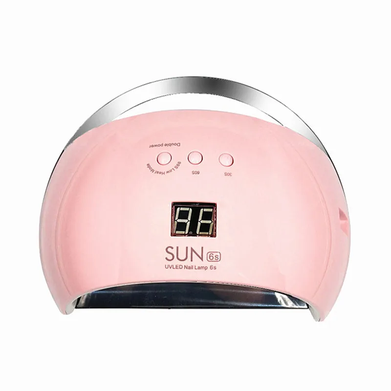 Портативный SUN6s 48 Вт Двойной УФ лампа светодиодный светильник для ногтей Сушилка для ногтей инструмент Гель-лак отверждения свет с нижней 30 s/60 s/99 s таймер ЖК-дисплей - Цвет: pink