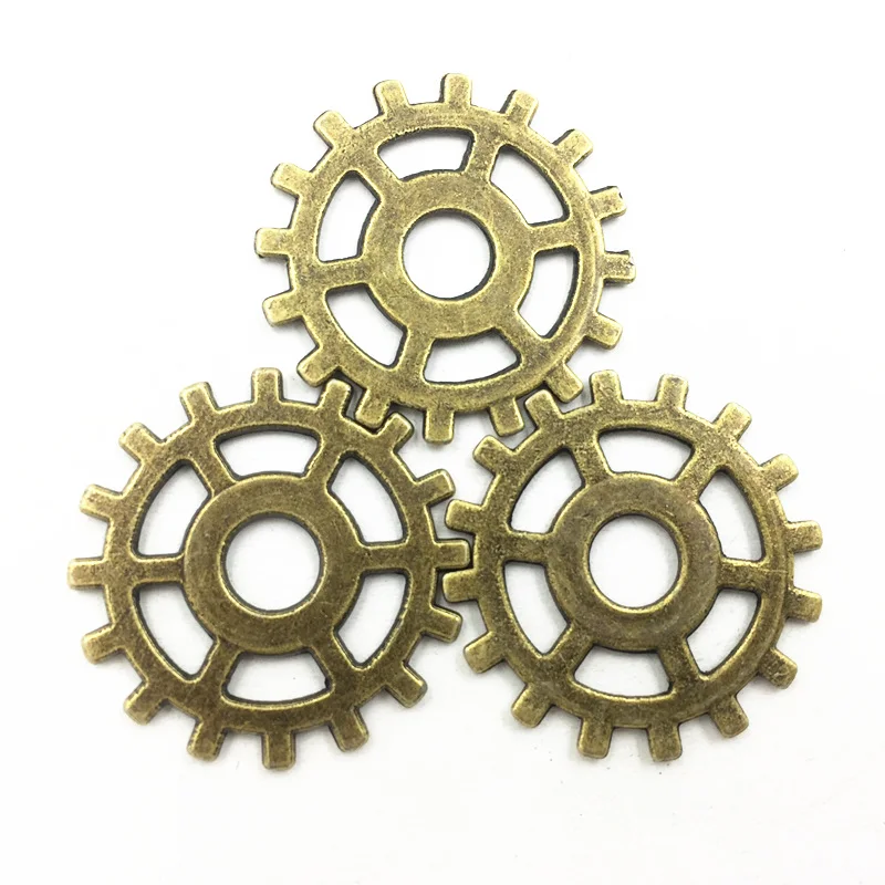 30Pcs Pendants For Bracelets Accessrioes Antique Bronze Tone Round