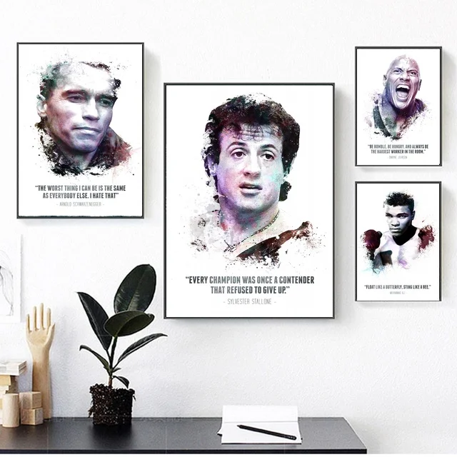 

Muhammad Ali Rock' Johnson Sylvester Stallone Arnold Schwarzenegger Canvas 20x30 Inch Picture for Living Room Decor