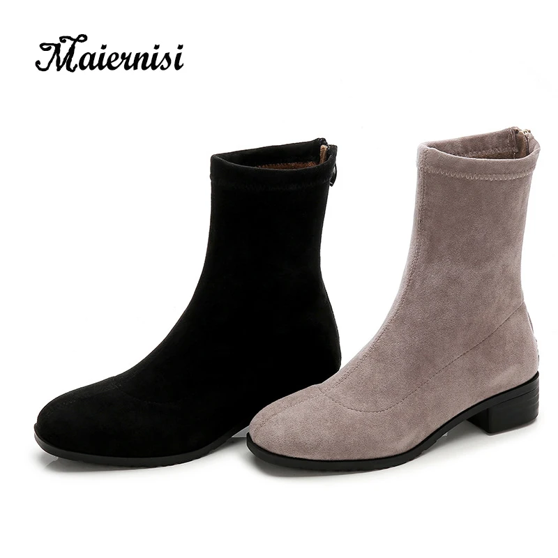 

MAIERNISI Women Shoes Australia Boots Winter Snow Boots Flock Woman Boots Fur Mujer Botas ankle Mid Bottes Female