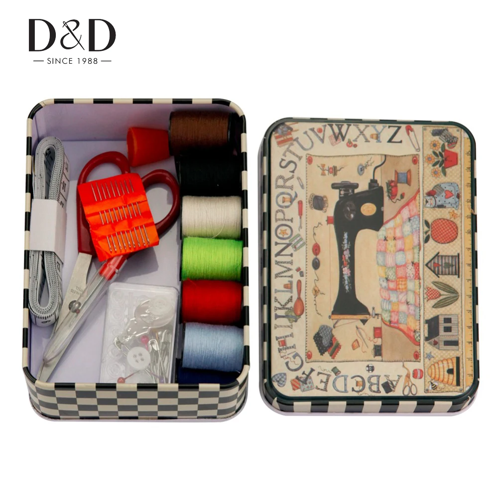 D&D Portable 52pcs/Set Travel Home Sewing Kits Box Needles Threads