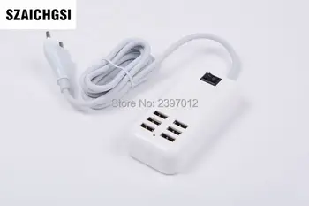 

SZAICHGSI 1.5m 6 Port EU US UK plug USB Power Port Home Wall Travel Charger AC Power Adapter For iphone 5 6 7 Samsung 100pcs/lot